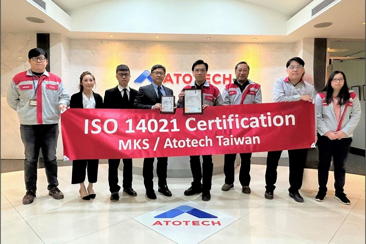 MKS-阿托科技的化鍍銅電解液獲得台灣SGS 的100% 再生銅含量驗證證書